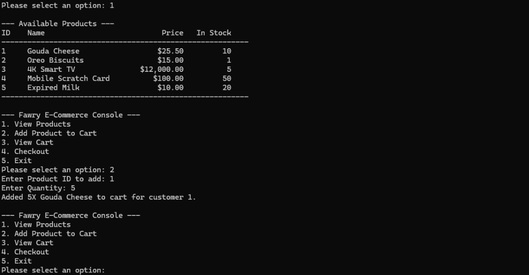 Fawry Task (Ecommerce Project)